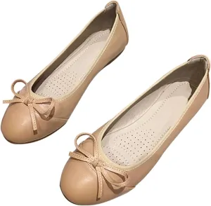 Stunner Women's Casual Flats Comfortable Round Toe Slip On Ballet Flats with Bow Decoration