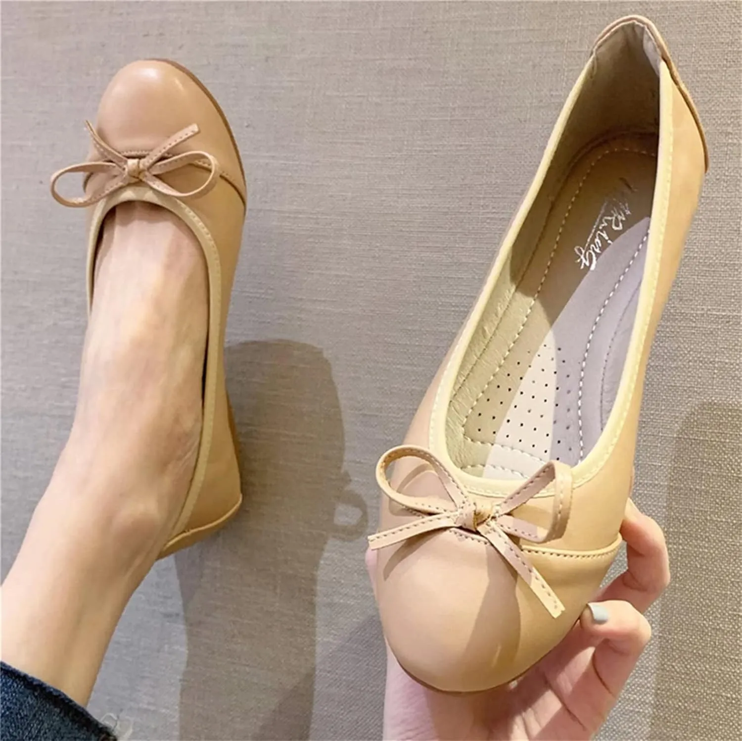 Stunner Women's Casual Flats Comfortable Round Toe Slip On Ballet Flats with Bow Decoration