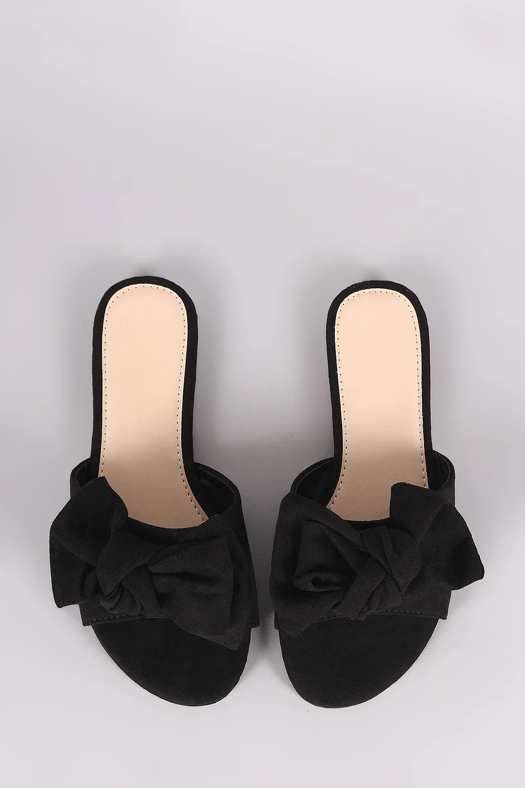 Suede Bow Open Toe Slide Sandal