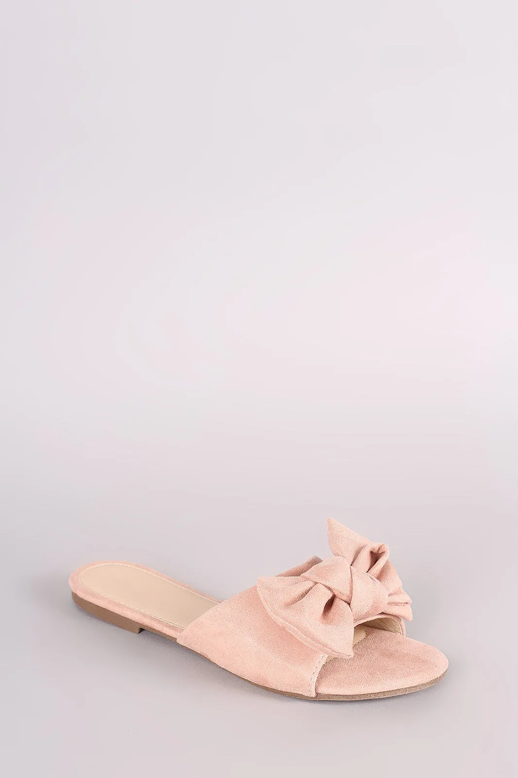 Suede Bow Open Toe Slide Sandal