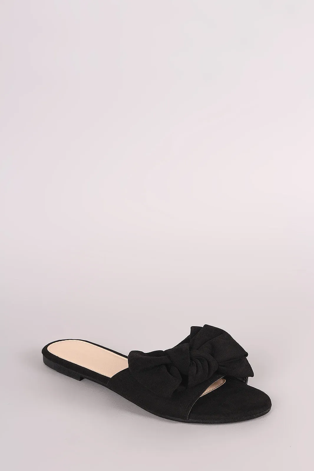 Suede Bow Open Toe Slide Sandal