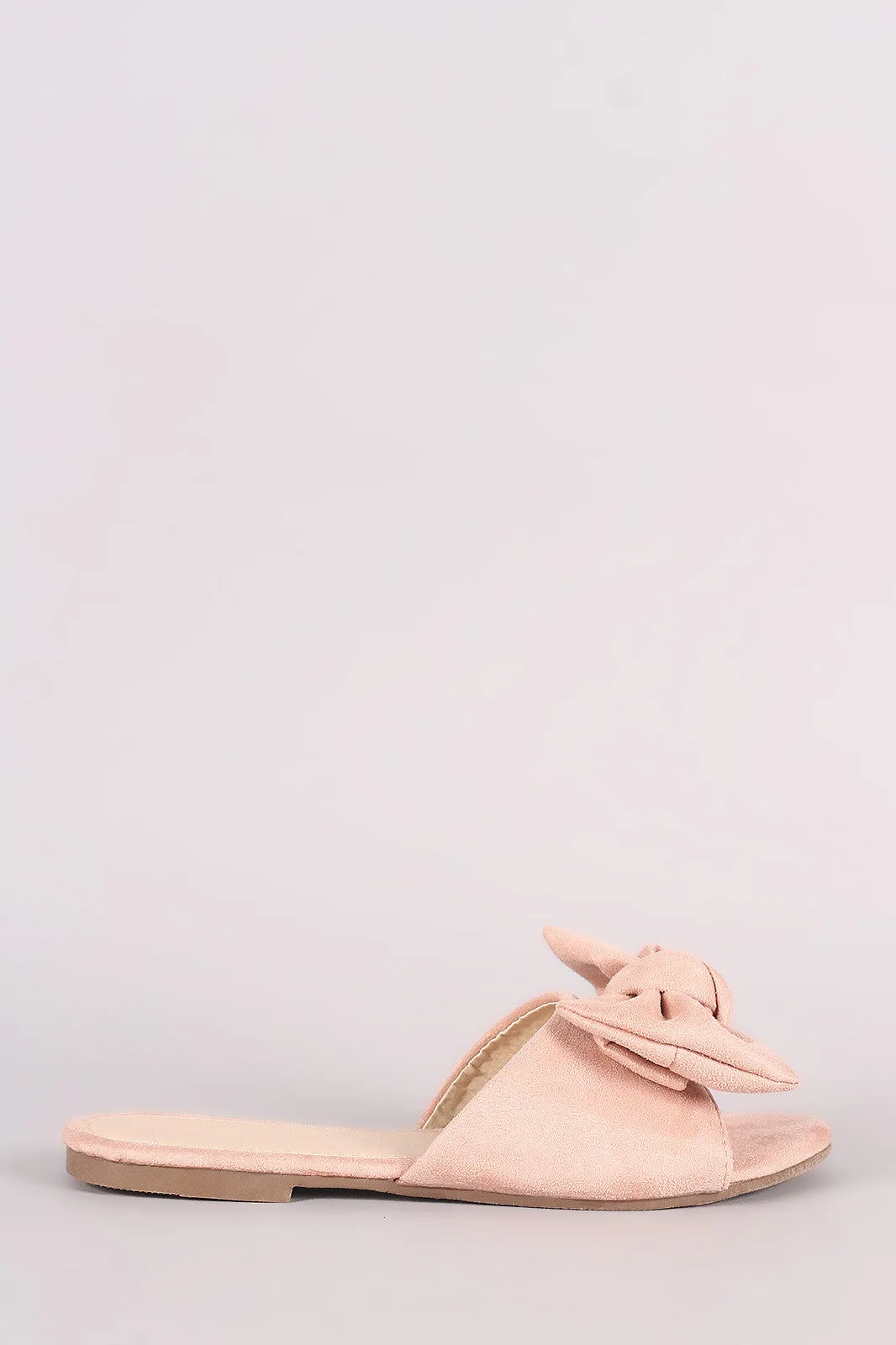 Suede Bow Open Toe Slide Sandal