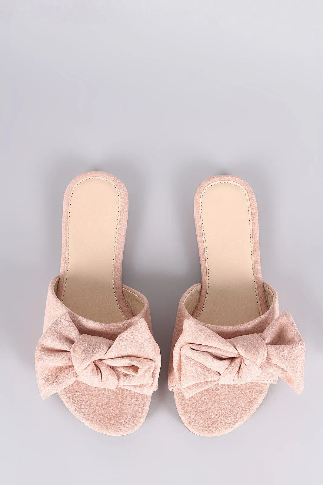 Suede Bow Open Toe Slide Sandal
