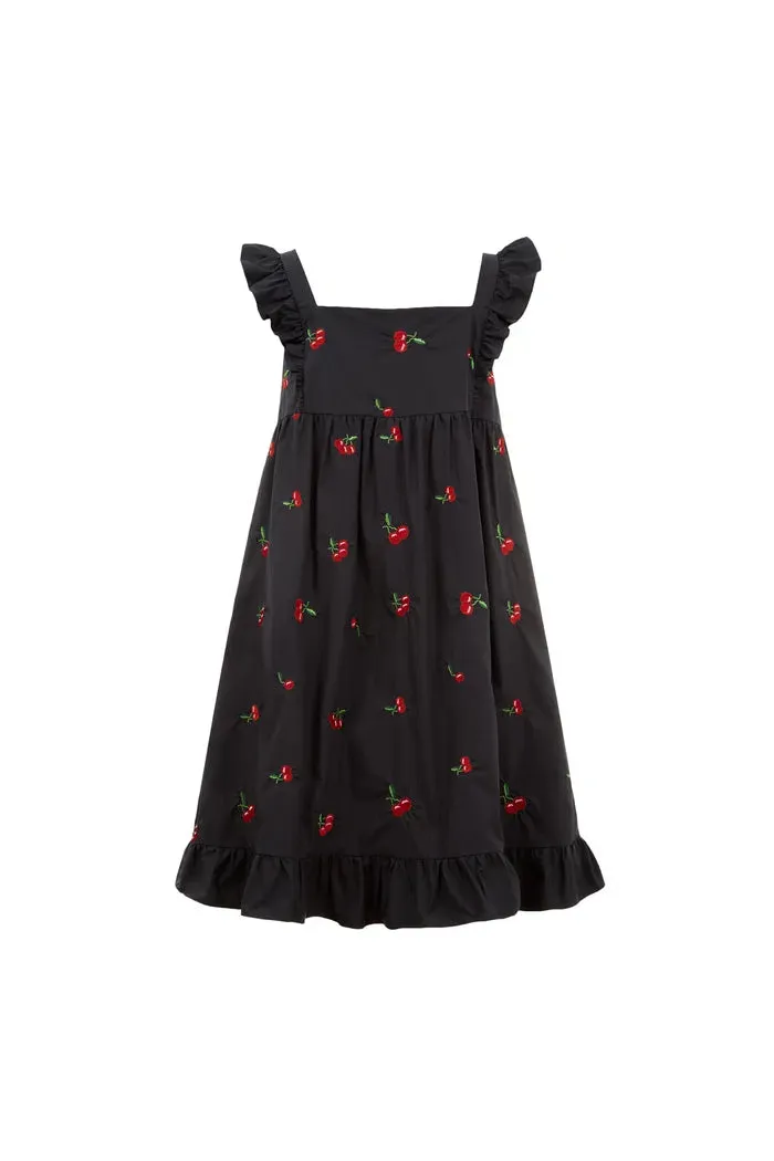 Tita Cherry Embroidery Dress in Cotton Blend