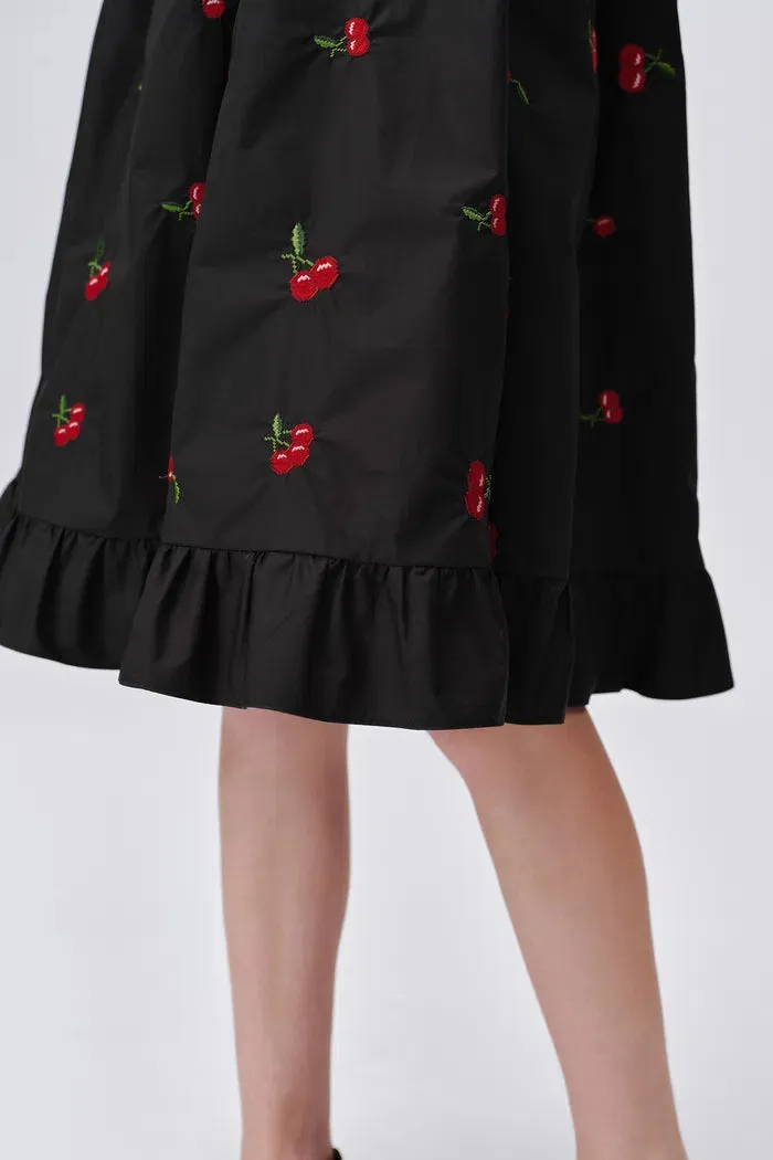 Tita Cherry Embroidery Dress in Cotton Blend