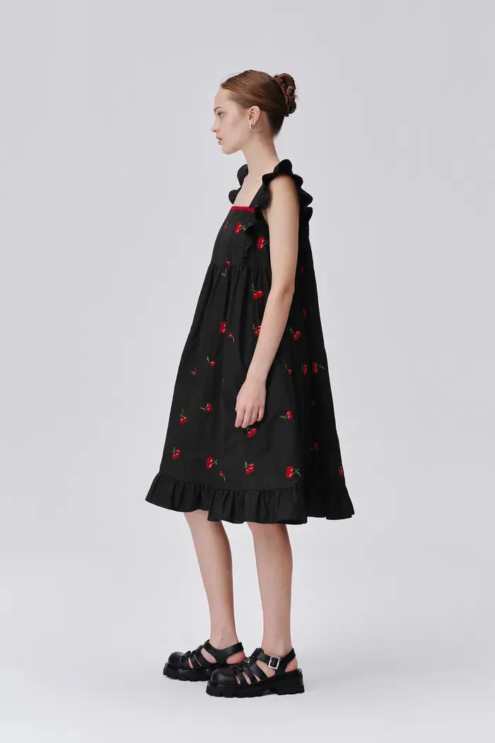 Tita Cherry Embroidery Dress in Cotton Blend