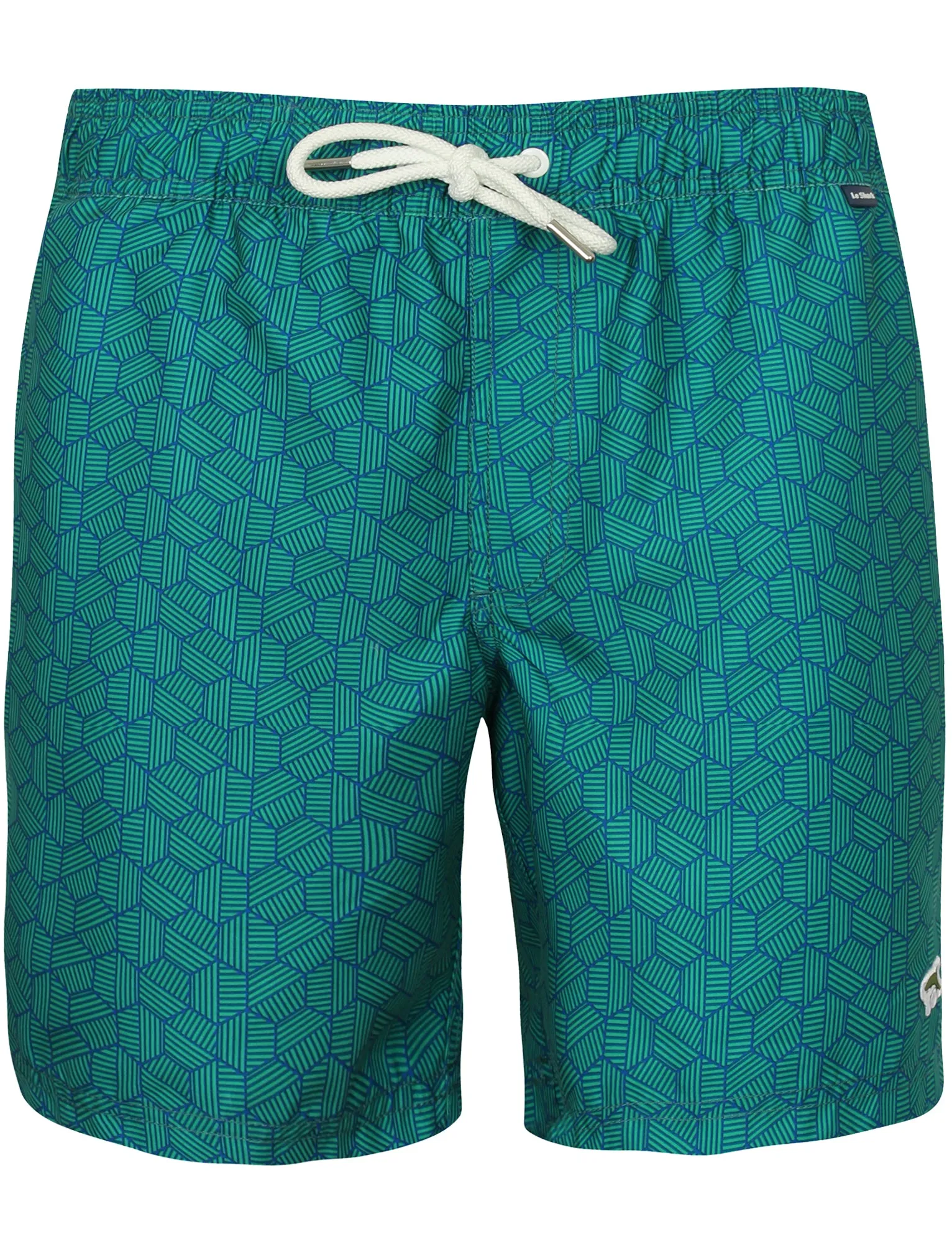 Treborth Striped Geo Print Swim Shorts in Veridis Green - Le Shark