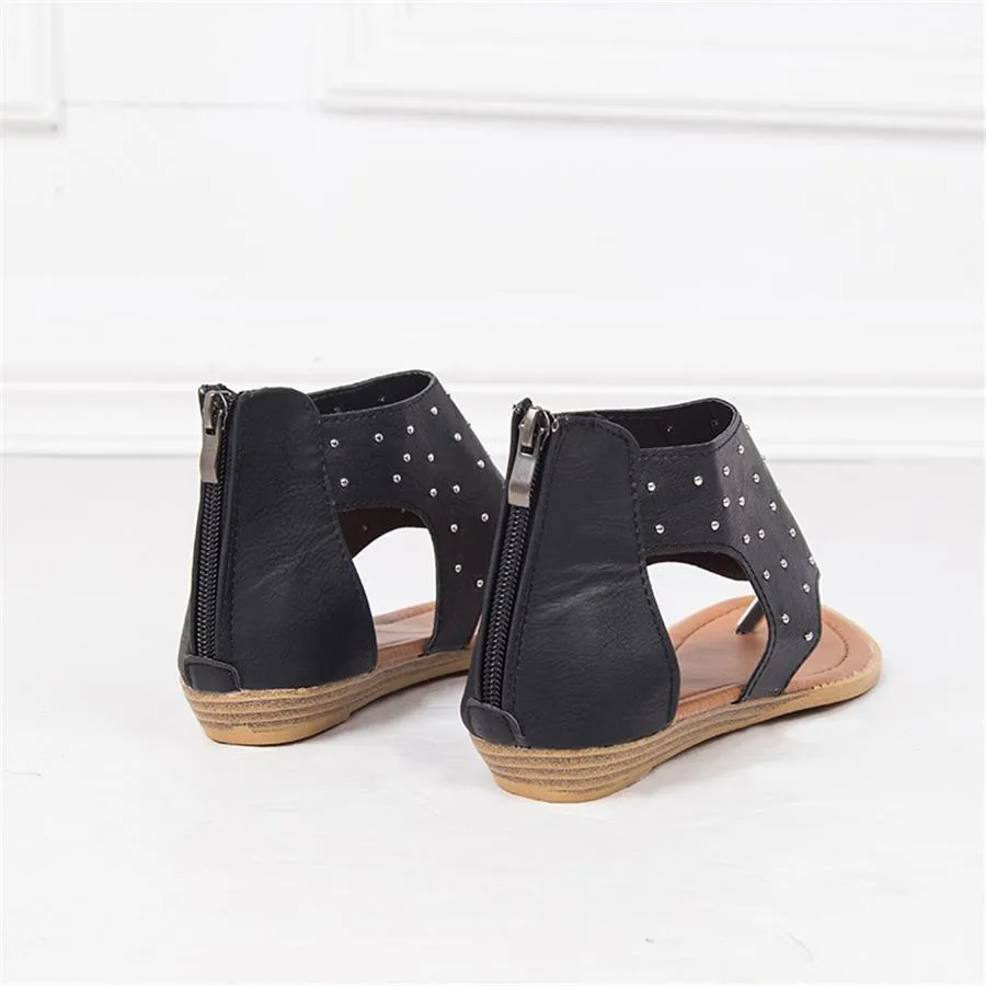 Women's rivet open toe flat sandals