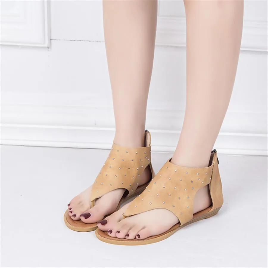 Women's rivet open toe flat sandals