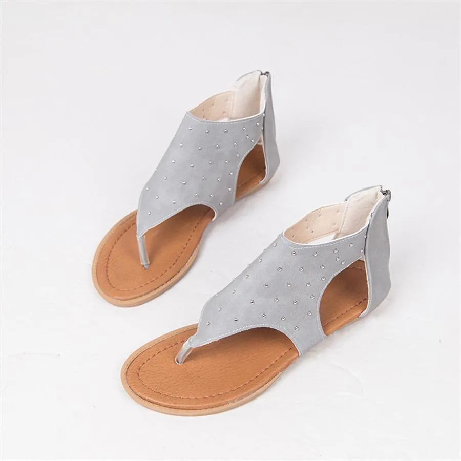 Women's rivet open toe flat sandals