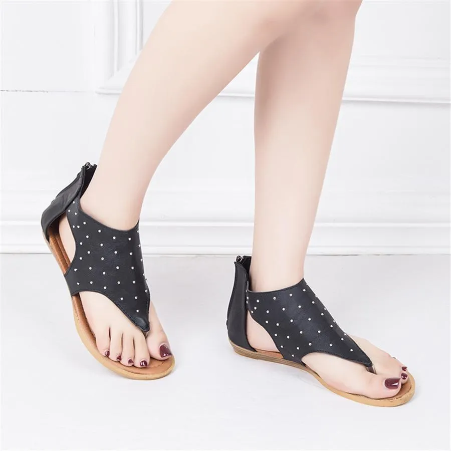 Women's rivet open toe flat sandals