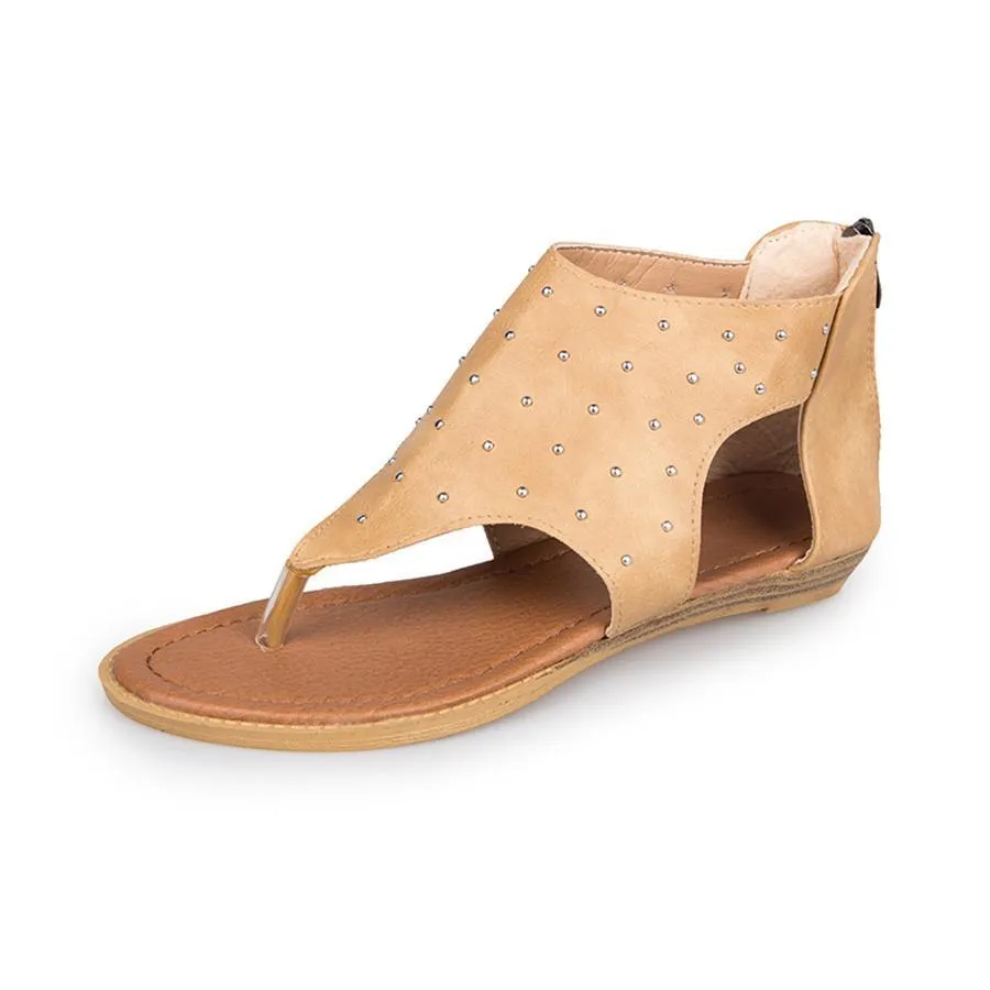 Women's rivet open toe flat sandals