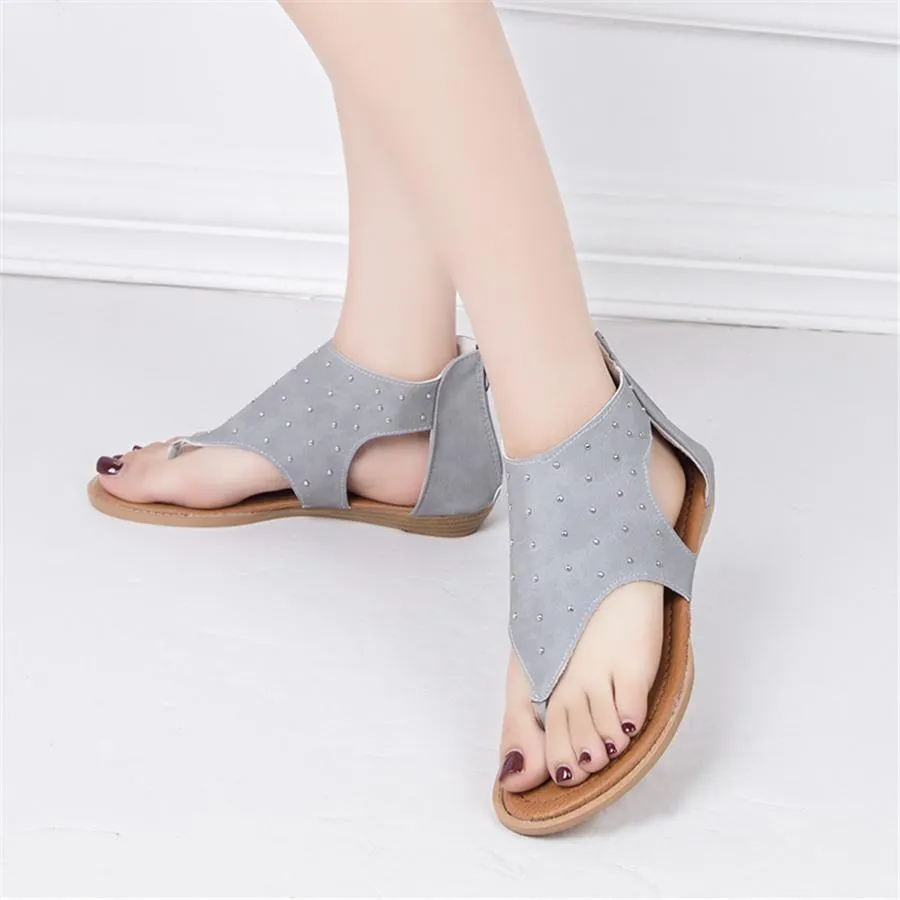 Women's rivet open toe flat sandals