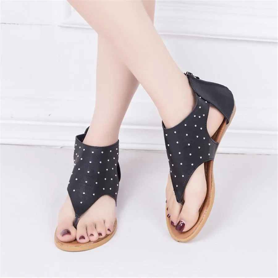 Women's rivet open toe flat sandals