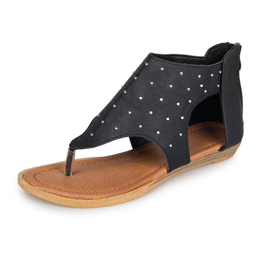 Women's rivet open toe flat sandals