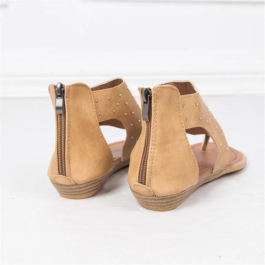 Women's rivet open toe flat sandals