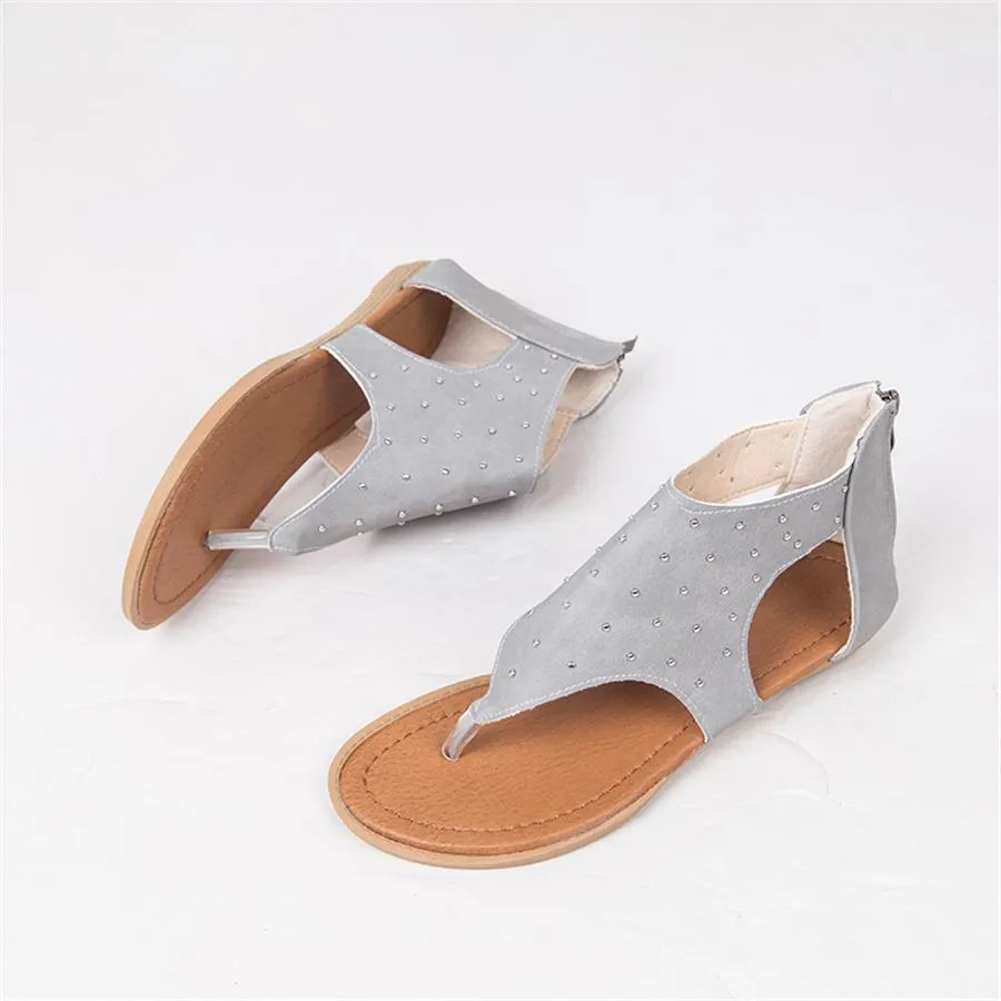 Women's rivet open toe flat sandals