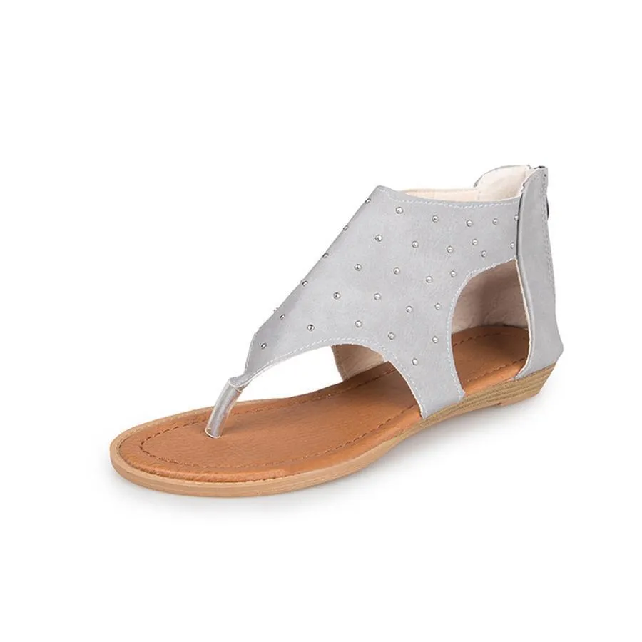 Women's rivet open toe flat sandals