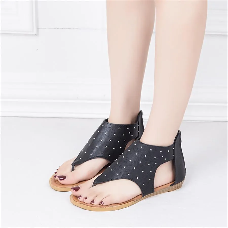 Women's rivet open toe flat sandals