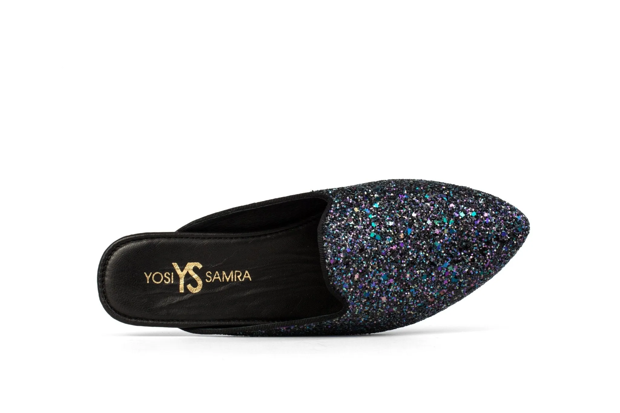 Yosi Samra Black Glitter Mule